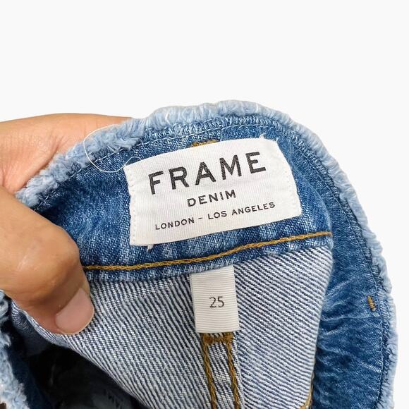 Frame Denim Frayed Mini Denim Skirt Sawyer Size 25 - Picture 8 of 11